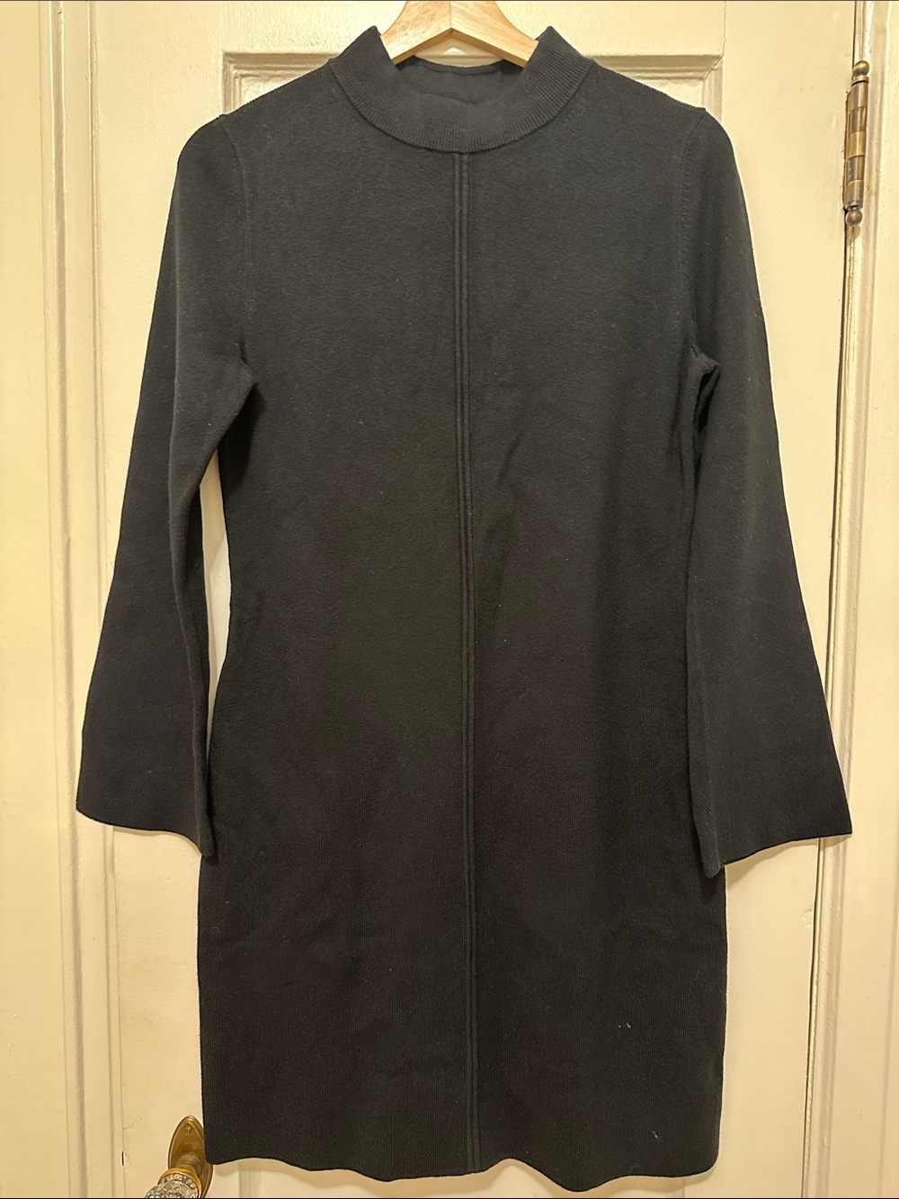 Banana Republic Factory Black Long-Sleeve Mock Neck Knit Dress